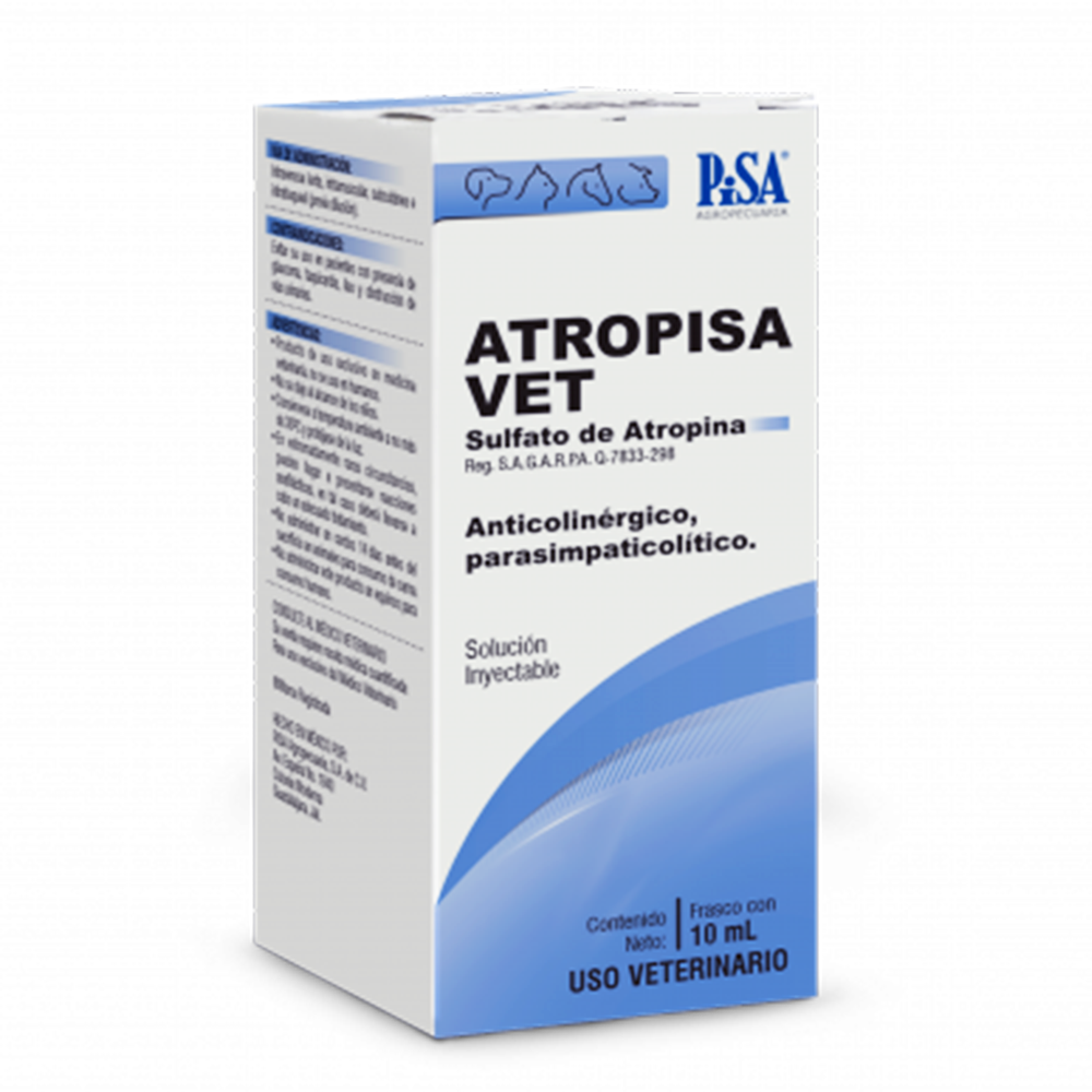 ATROPISA VET SOLUCIÓN INYECTABLE 10 ML (SULFATO DE ATROPINA .5 mg/ml)