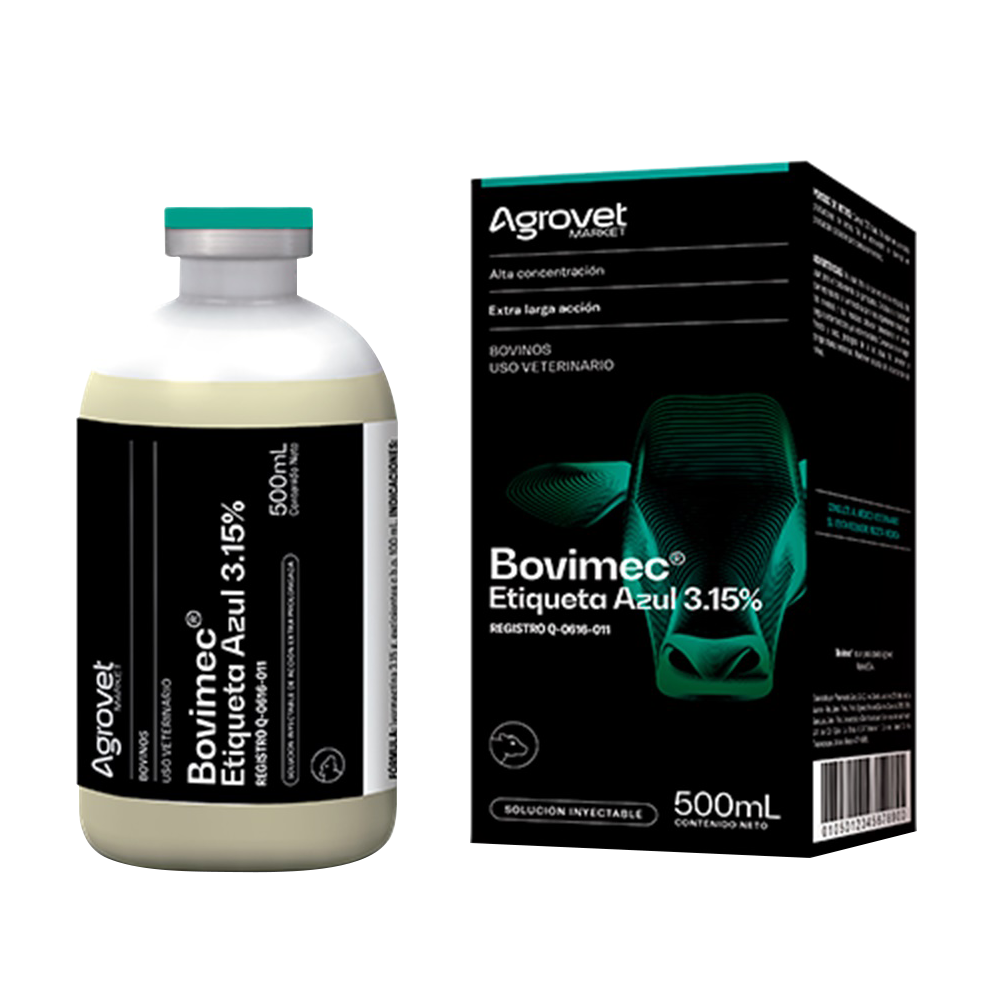 BOVIMEC ETIQUETA AZUL 3.15% 500 ML SOLUCION INYECTABLE (IVERMECTINA 3.5%)