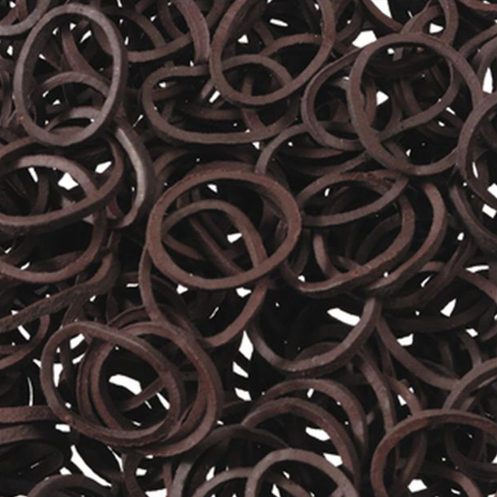 TOUGH 1 PAQUETE DE 500 LIGAS DE HULE  PARA PEINAR CRIN Y COLA (CAFE OBSCURO)