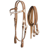 TOUGH 1 CONJUNTO CABEZADA Y RIENDAS DE CUERO ROYAL KING V BROWBAND