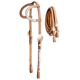 TOUGH 1 CONJUNTO DE CABEZADA DE DOBLE OREJA Y RIENDAS ROYAL KING CON ACENTOS PLATEADOS