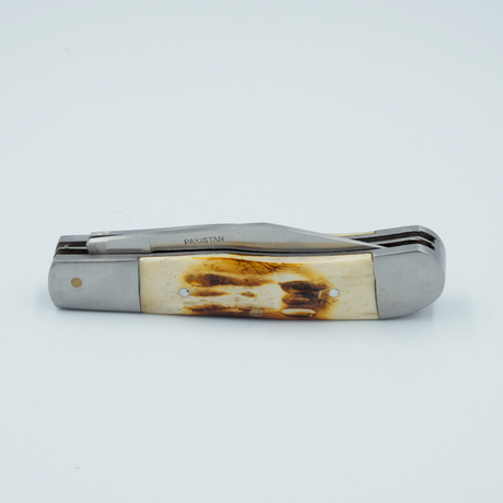 SHOWMAN NAVAJA PLEGABLE DE 2 HOJAS DE 4'' (MANGO HUESO)