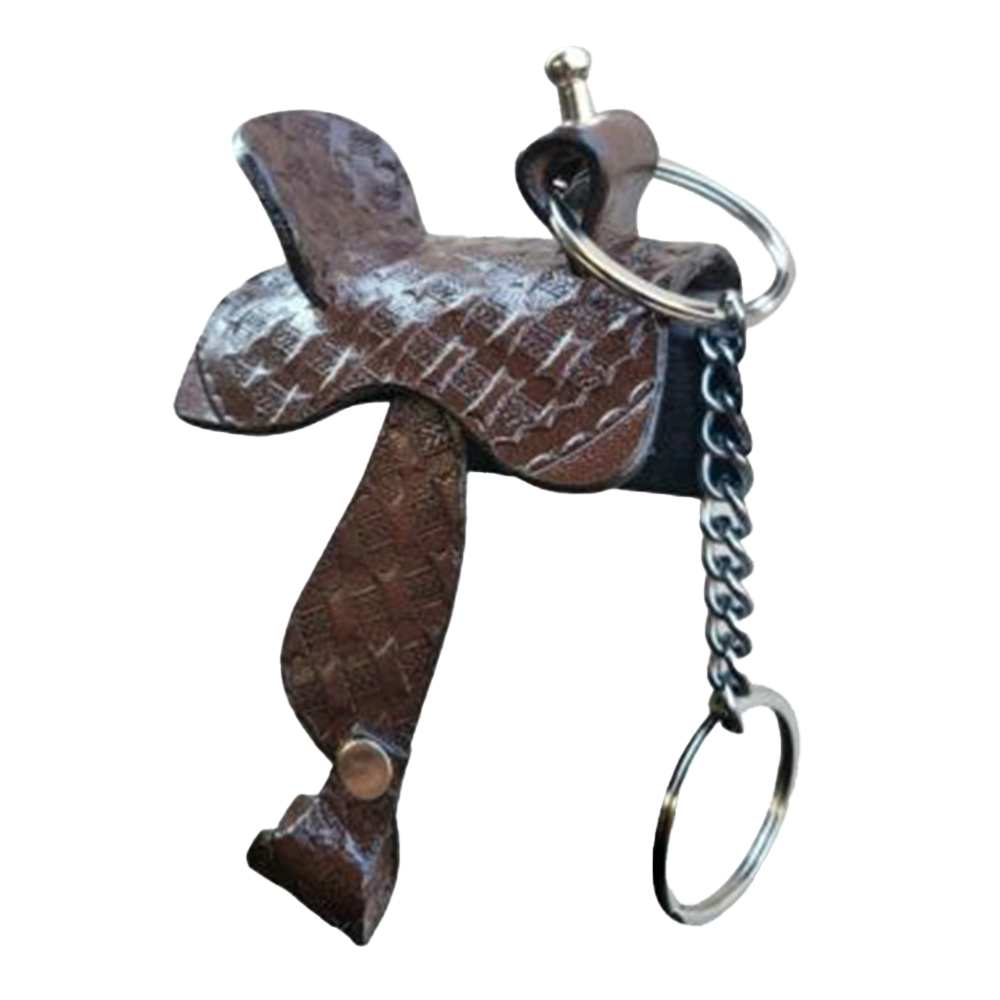 SHOWMAN LLAVERO DE SILLA DE MONTAR EN CUERO MARRON
