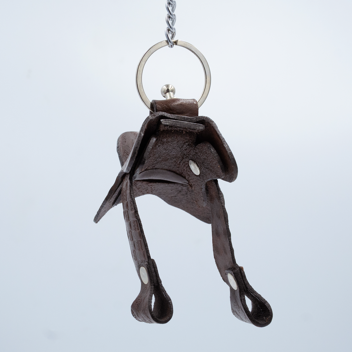 SHOWMAN LLAVERO DE SILLA DE MONTAR EN CUERO MARRON