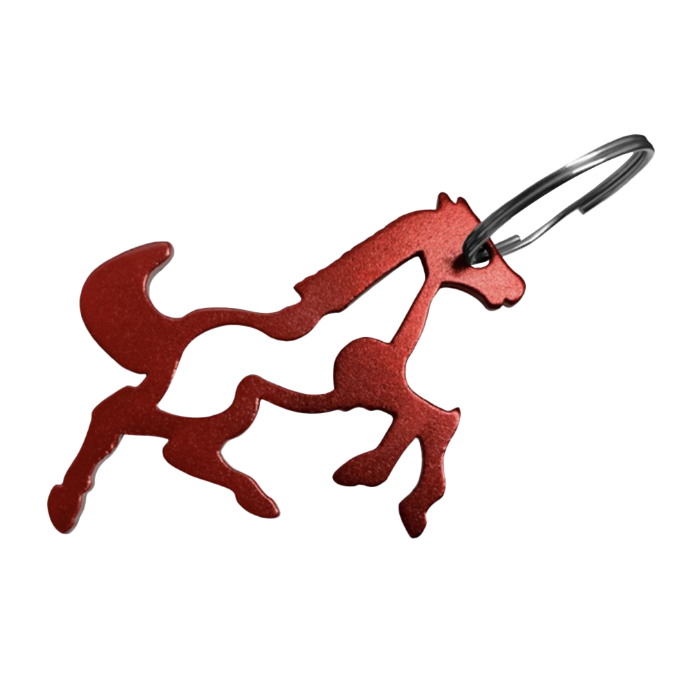 SHOWMAN LLAVERO Y DESCORCHADOR EN FORMA DE CABALLO DE ALUMINIO DE 2.5'' (ROJO)