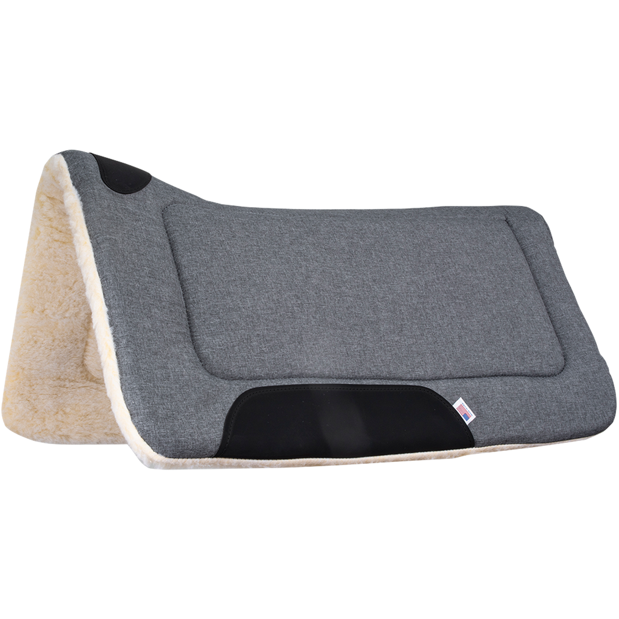 MUSTANG SUADERO CONTORNEADO DE MEZCLILLA CEPILLADA CON PARTE INFERIOR DE VELLÓN 32"X32"