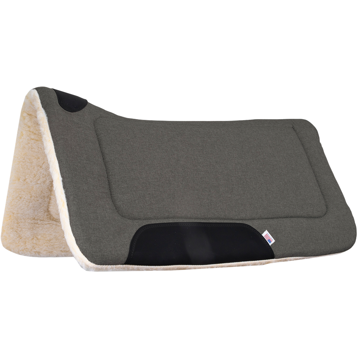 MUSTANG SUADERO CONTORNEADO DE MEZCLILLA CEPILLADA CON PARTE INFERIOR DE VELLÓN 32"X32"