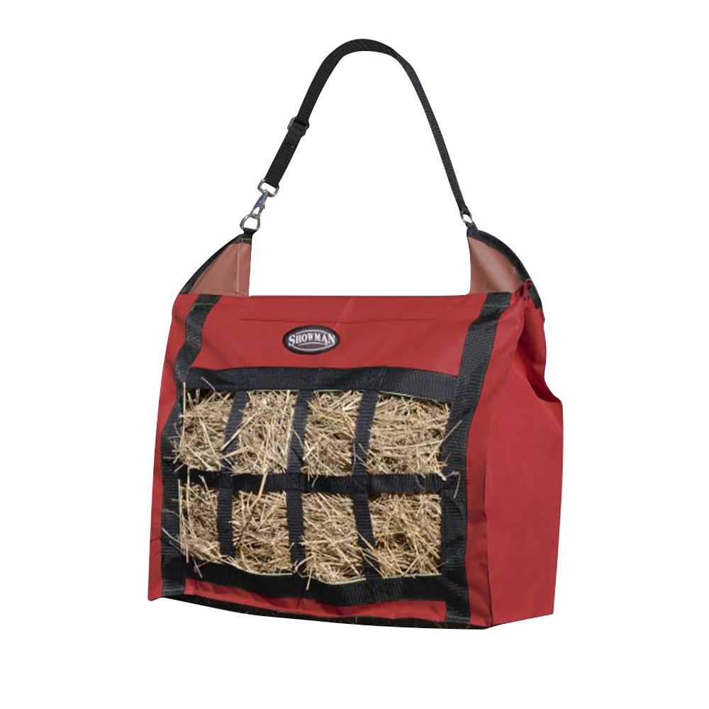 SHOWMAN SLOW FEED HAY NET (BOLSA PARA ZACATE LENTA) RED