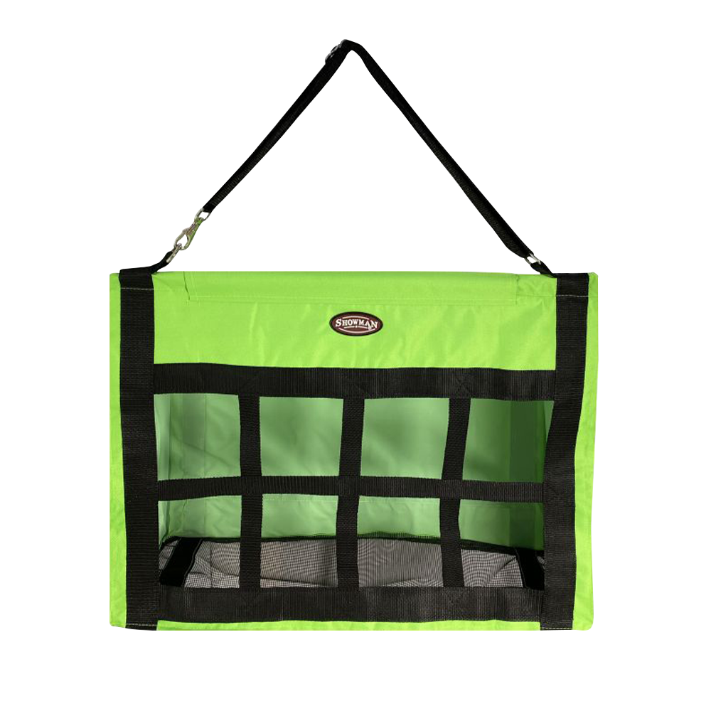 SHOWMAN HEAVY DUTY CORDURA HAY FEEDER WITH BAR TOP (BOLSA DE ZACATE) LIME