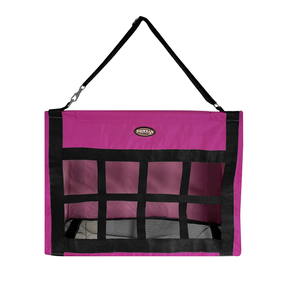 SHOWMAN HEAVY DUTY CORDURA HAY FEEDER WITH BAR TOP (BOLSA DE ZACATE) - PINK