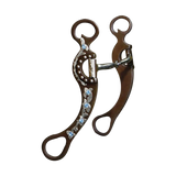 SHOWMAN BOCADO DE ACERO MARRÓN CON DETALLES DE FLOR PLATEADA GRABADA Y ACENTOS DE DIAMANTES EN LAS MEJILLAS DE 8.75". BOCA ROTA DE ACERO INOXIDABLE DE 5"