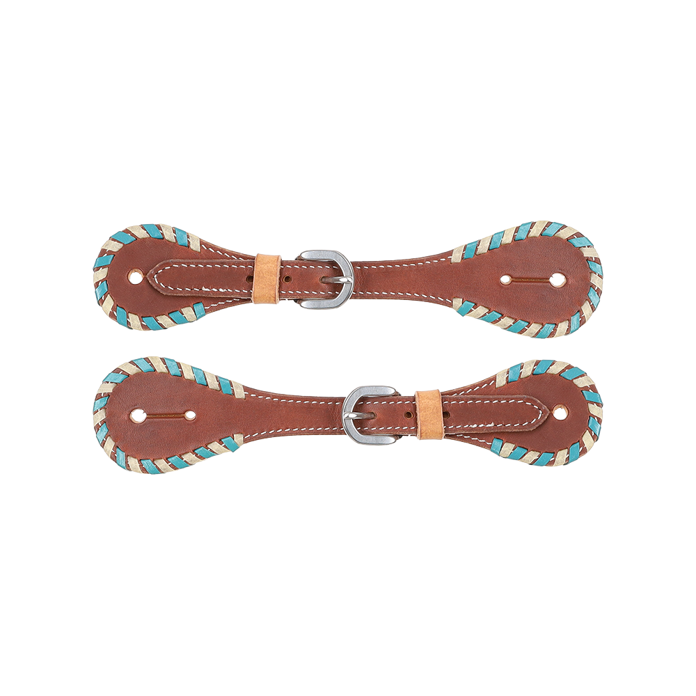 SHOWMAN CORREONES ARGENTINOS DE ESPUELA DE CUERO BLANCO Y AZUL VERDE PARA MUJER