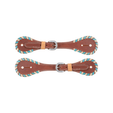 SHOWMAN CORREONES ARGENTINOS DE ESPUELA DE CUERO BLANCO Y AZUL VERDE