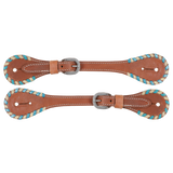 SHOWMAN CORREONES ARGENTINOS DE ESPUELA DE CUERO BLANCO Y AZUL VERDE