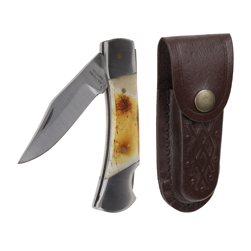 SHOWMAN NAVAJA DE BOLSILLO CON MANGO DE HUESO Y CIERRE TRASERO CON FUNDA