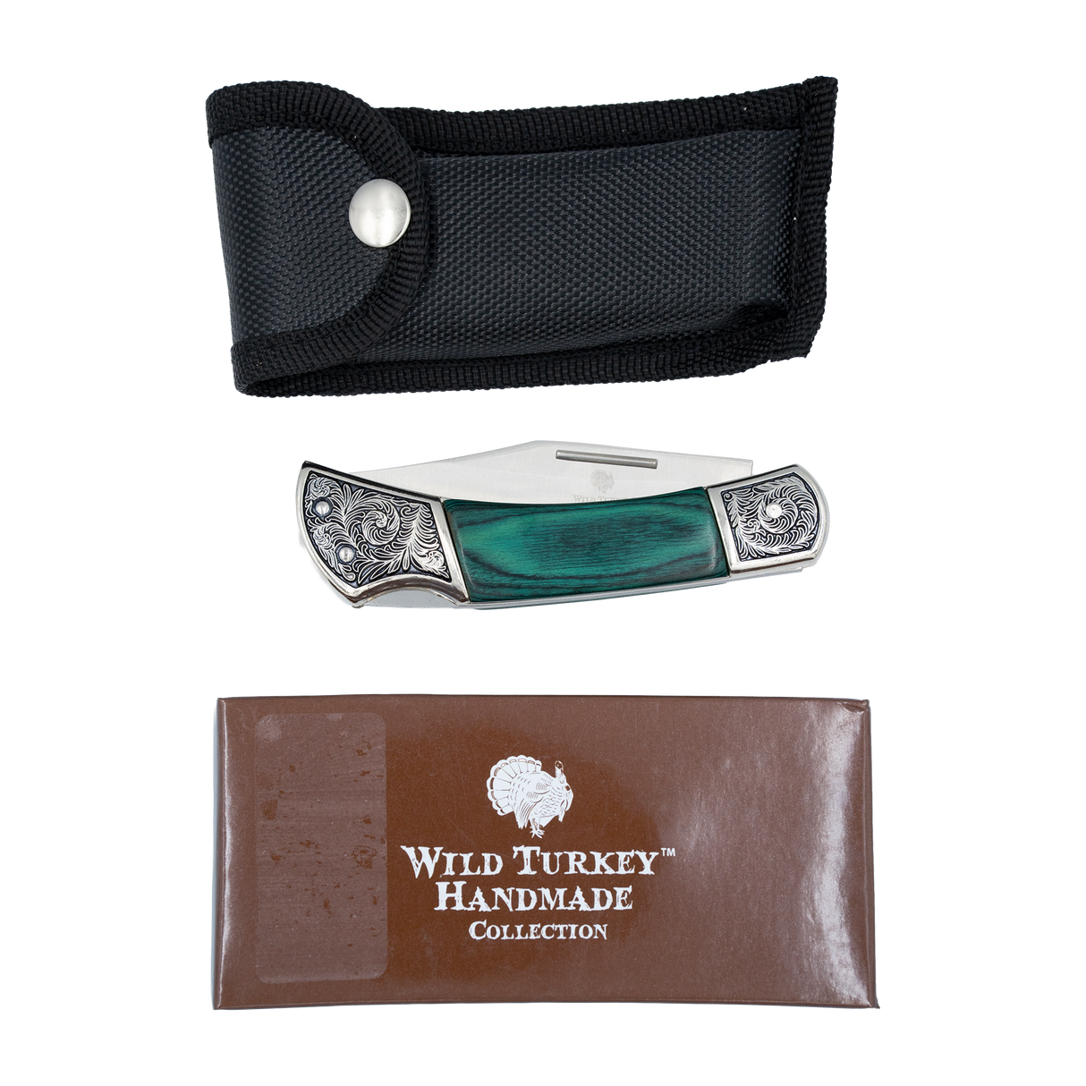 SHOWMAN NAVAJA DE BOLSILLO DE ACERO INOXIDABLE CON MANGO DE MADERA Y HOJA DE 3" DE COLECCIÓN WILD TURKEY