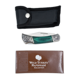 SHOWMAN NAVAJA DE BOLSILLO DE ACERO INOXIDABLE CON MANGO DE MADERA Y HOJA DE 3" DE COLECCIÓN WILD TURKEY