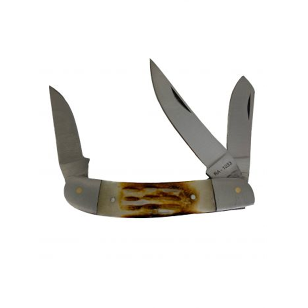 SHOWMAN 4" NAVAJA PLEGABLE DE 3 HOJAS CON MANGO DE HUESO