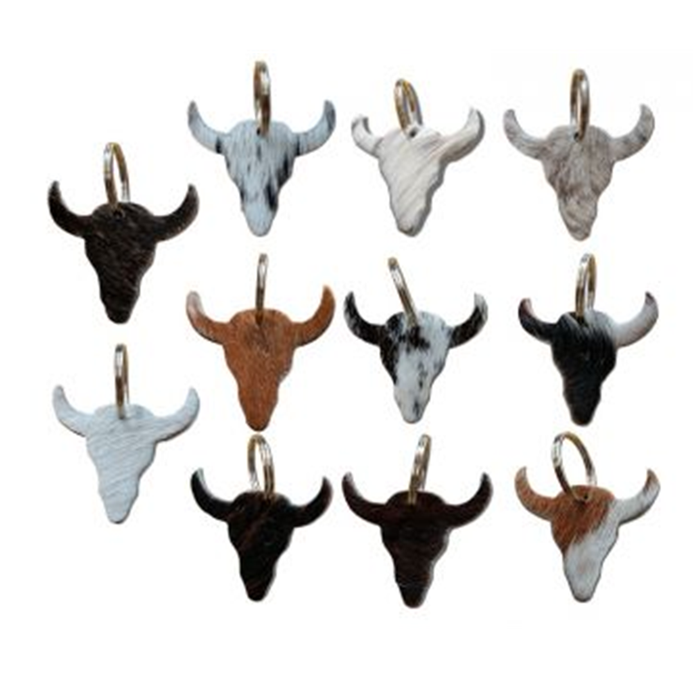 SHOWMAN LLAVERO DE PIEL CON PELO DE BOVINO *COLORES VARIOS*