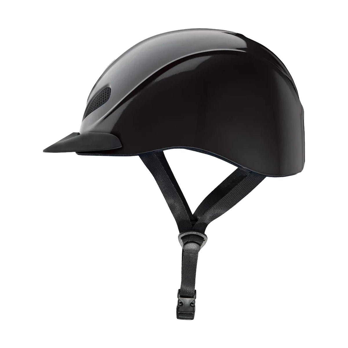 Casco de equitación Troxel Liberty negro liso, vista lateral de perfil