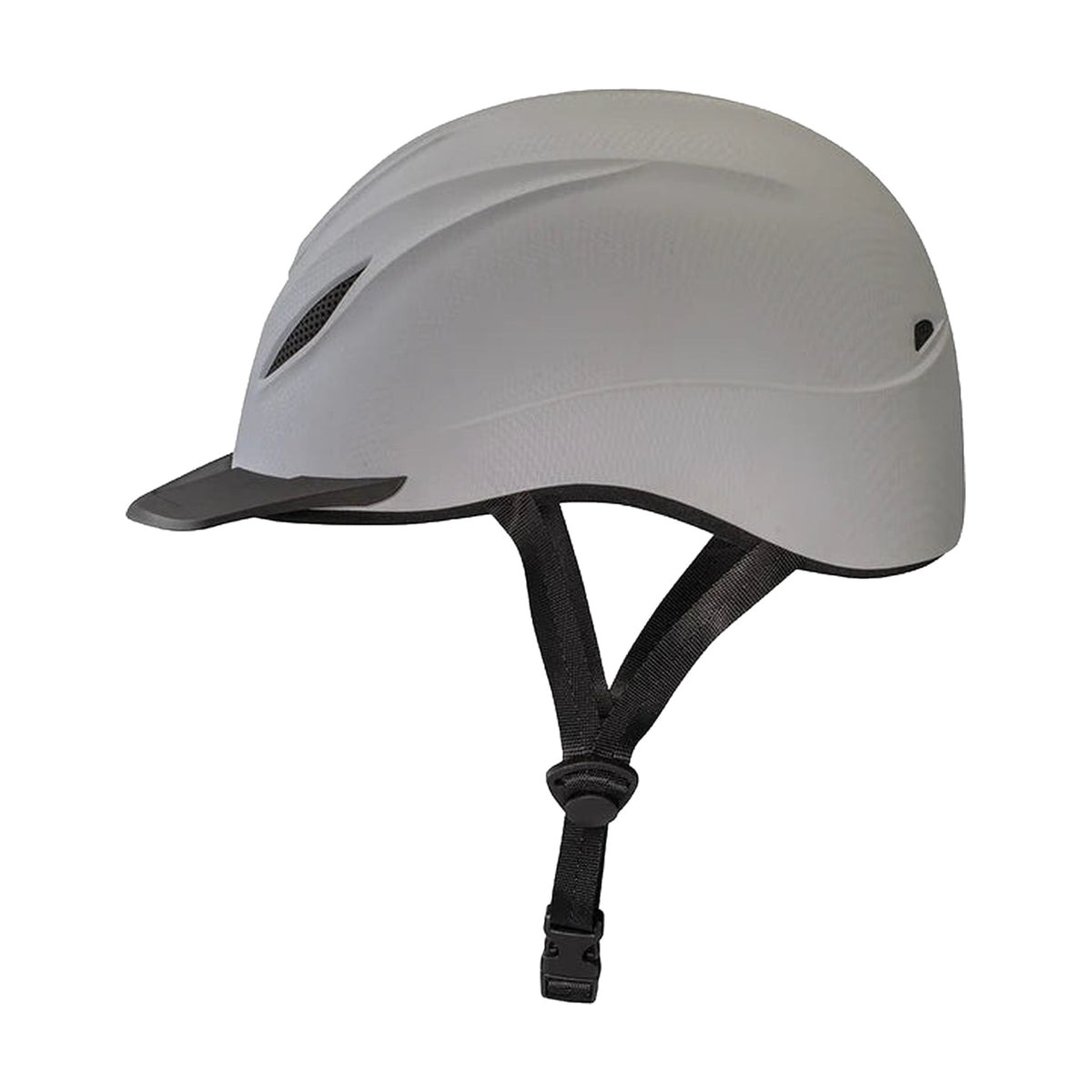 Casco de equitación Troxel Intrepid acabado Carbón Blanco, vista lateral de perfil