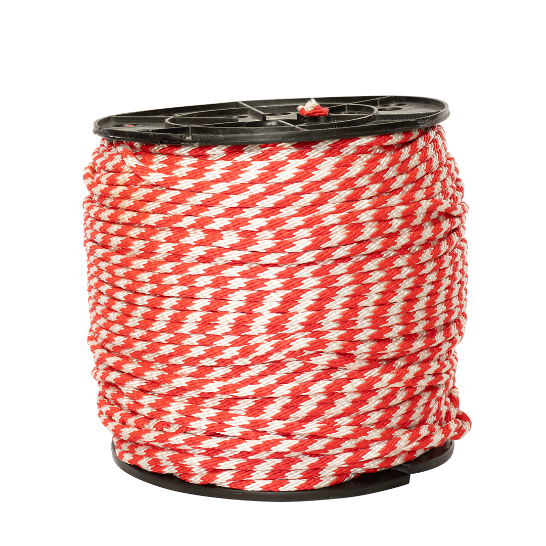 SOGA TRENZADA DIAMANTE SUAVE ELVONTEK 5/16 ROJO/BLANCO (10 KILOS)