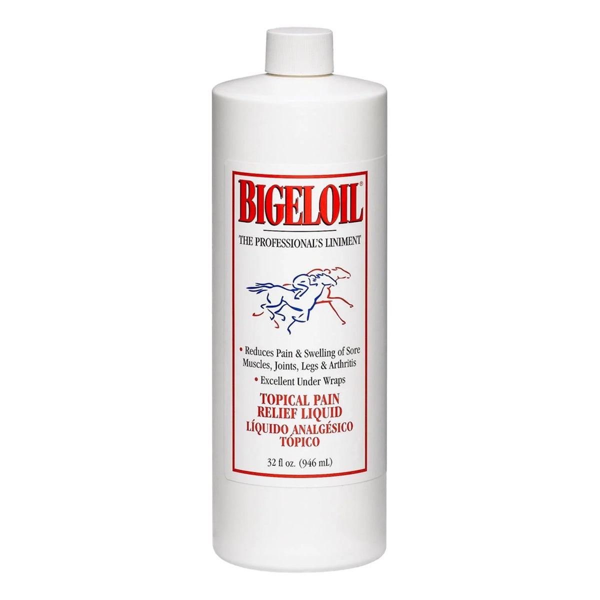 Botella de Bigeloil Liniment vista desde otro ángulo
