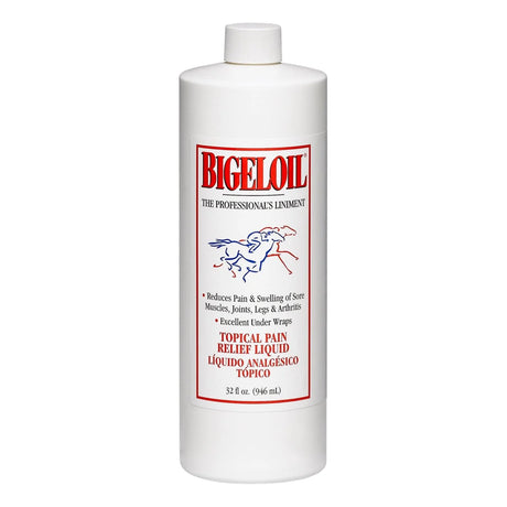 Botella de Bigeloil Liniment vista desde otro ángulo