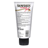 Tubo de ShowSheen Detangler Gel visto desde el reverso, con el modo de empleo