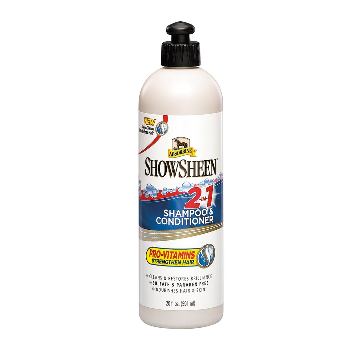 Botella de ShowSheen 2 en 1 Champú y Acondicionador de Absorbine de 20 onzas
