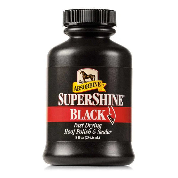 Frasco de SuperShine Black de Absorbine, abrillantador y sellador de cascos de secado rápido de 8 onzas