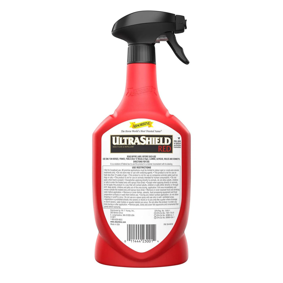 Botella de UltraShield Rojo de Absorbine vista desde otro ángulo