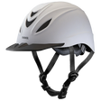 Casco de equitación Troxel Intrepid acabado Carbón Blanco, vista lateral con barboquejo