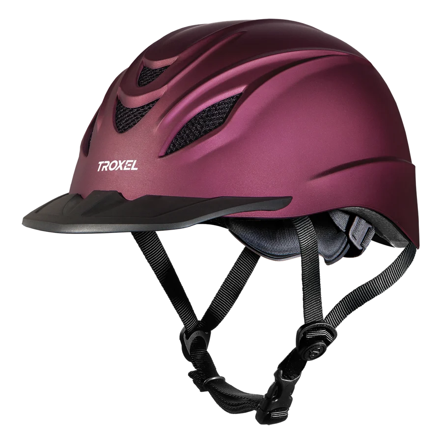 Casco de equitación Troxel Intrepid acabado Vino, vista lateral