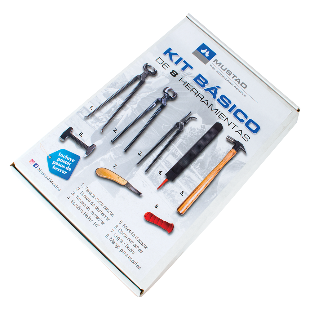 ESTUCHE DE CARTON PORTA HERRAMIENTAS MUSTAD CON 8 PIEZAS