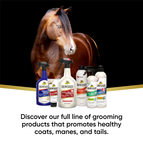 Línea completa de productos de aseo ShowSheen de Absorbine para pelaje, crin y cola del caballo