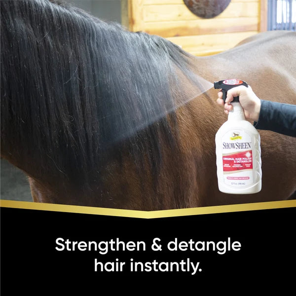 Crin de caballo oscuro, ShowSheen fortalece y desenreda el pelo al instante