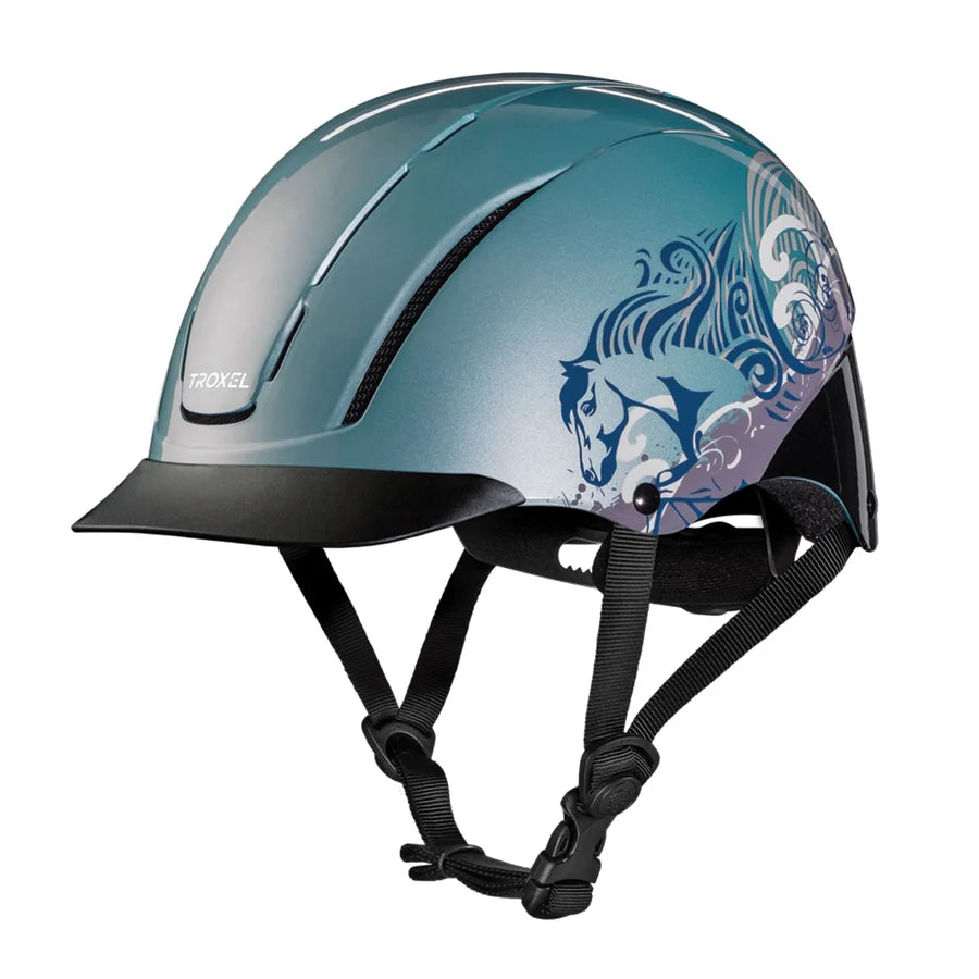 Casco de equitación Troxel Spirit Skydream celeste, vista lateral izquierda