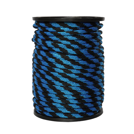 Carrete de 10 kg de cuerda Derby ST 5/8" Conatex color negro con azul rey