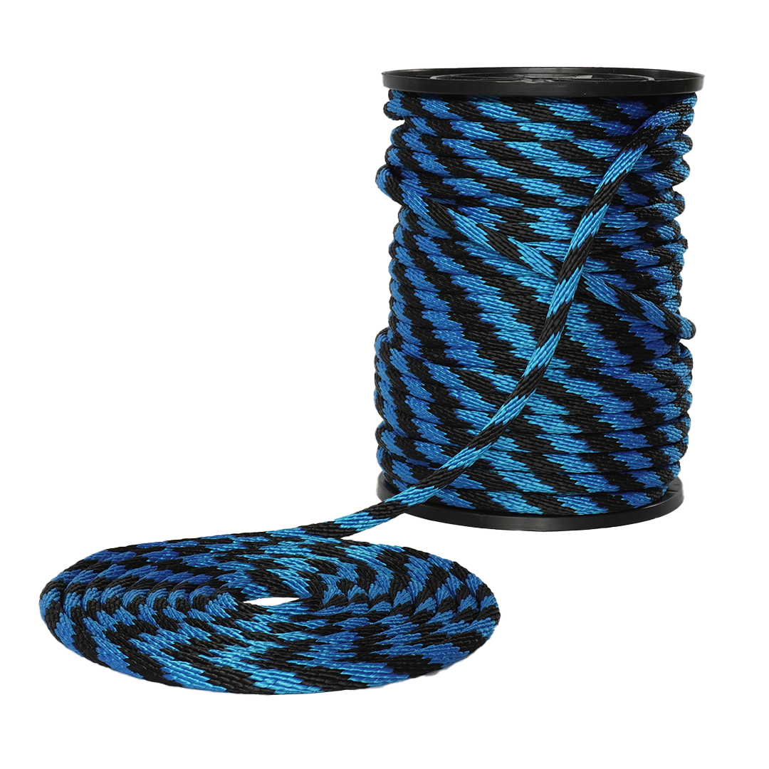 Carrete de 10 kg y rollo de cuerda Derby ST 5/8" Conatex color negro con azul rey