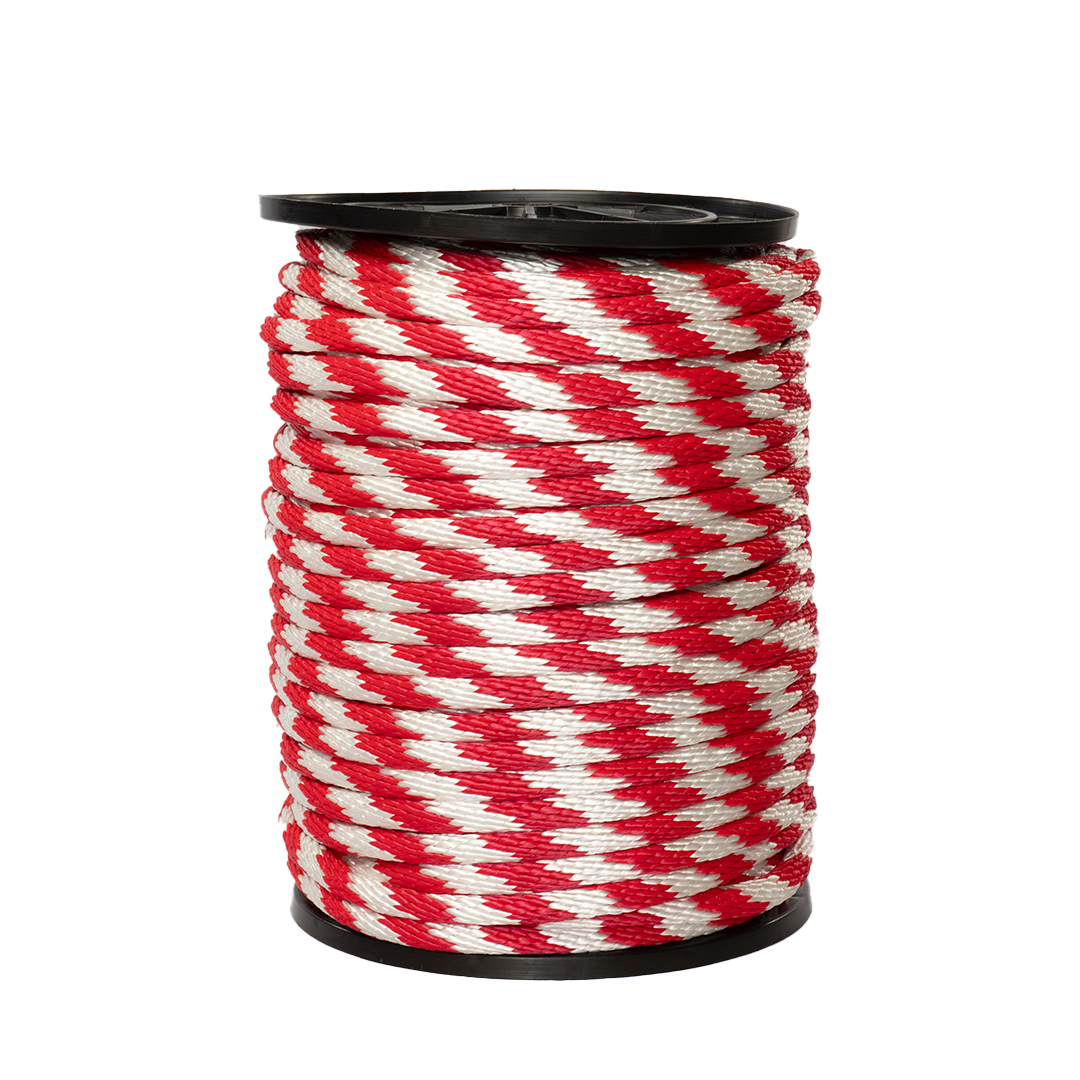 Carrete de 10 kg de cuerda Derby ST 5/8" Conatex color blanco con rojo