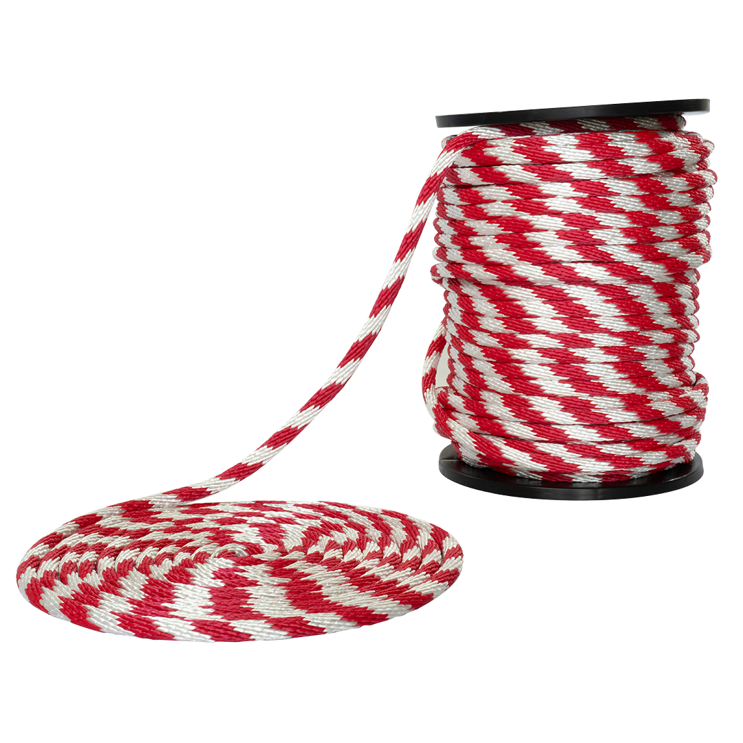 Carrete de 10 kg y rollo de cuerda Derby ST 5/8" Conatex color blanco con rojo