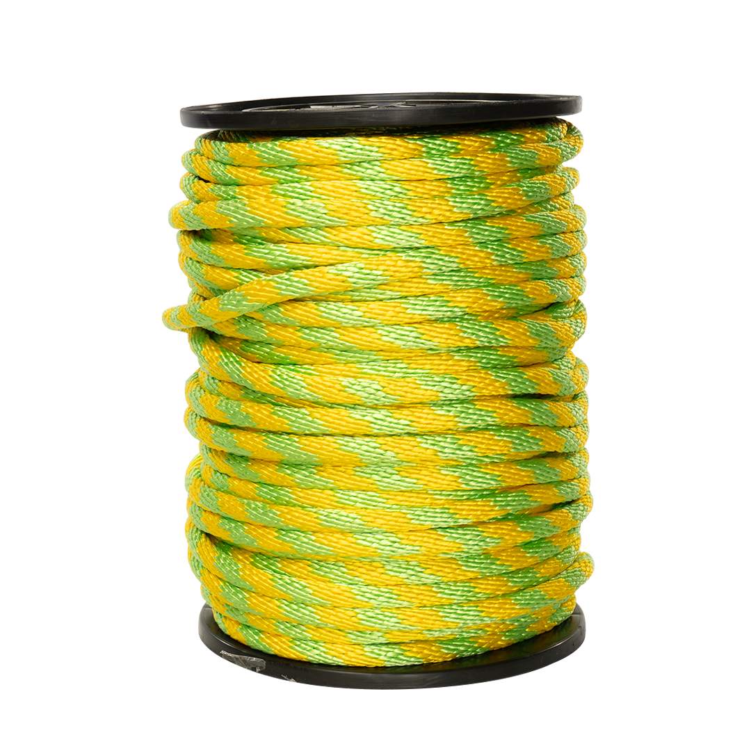 Carrete de 10 kg de cuerda Derby ST 5/8" Conatex color amarillo con limón