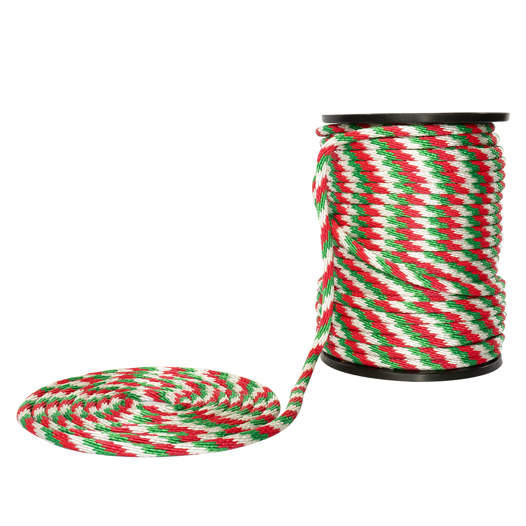 Carrete de 10 kg y rollo de cuerda Derby ST 5/8" Conatex color blanco, rojo y esmeralda