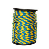 Carrete de 10 kg de cuerda Derby ST 5/8" Conatex color amarillo con azul rey