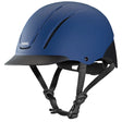 Casco de equitación Troxel Spirit azul marino Duratec, vista lateral con barboquejo