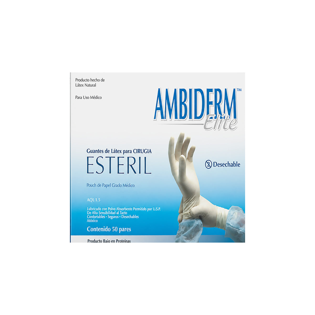 GUANTE AMBIDERM ELITE PARA CIRUGIA ESTERIL CON 50 PARES
