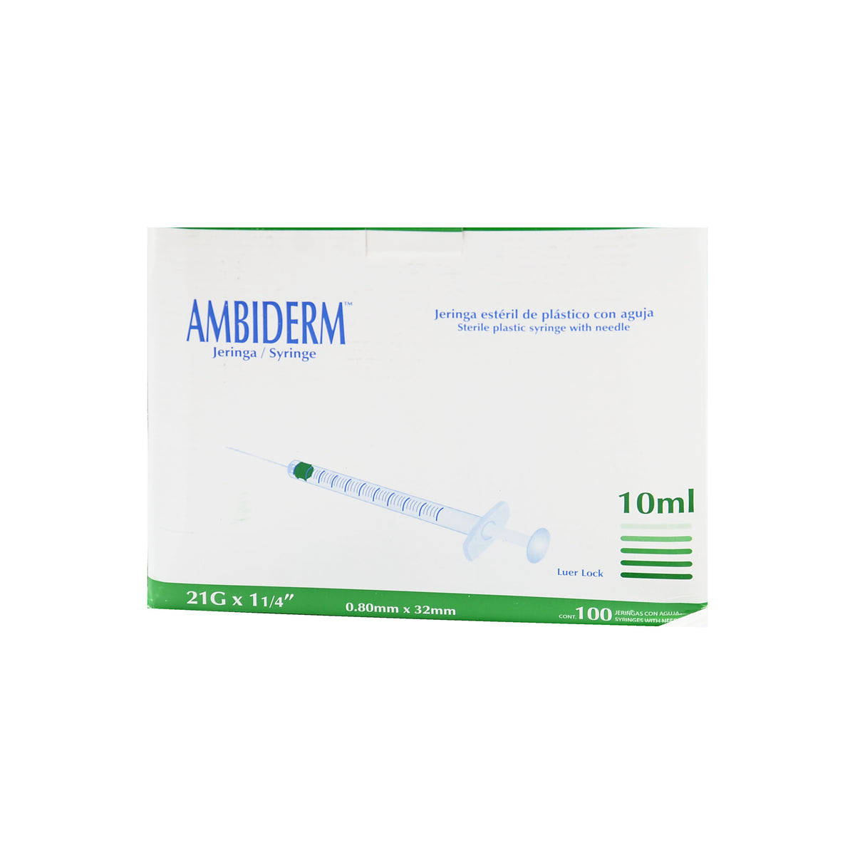 JERINGA ESTERIL AMBIDERM (10 ml LL Aguja 21 x 1 1/4 Caja con 100)