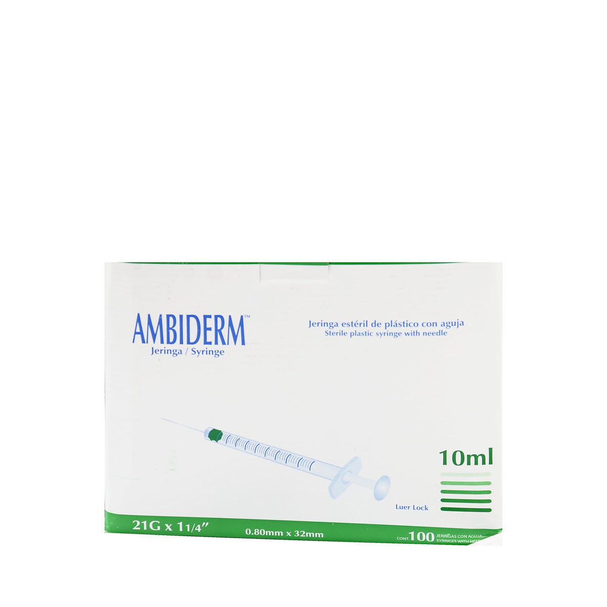 JERINGA ESTERIL AMBIDERM (10 ml LL Aguja 20 x 1 1/4 Caja con 100)