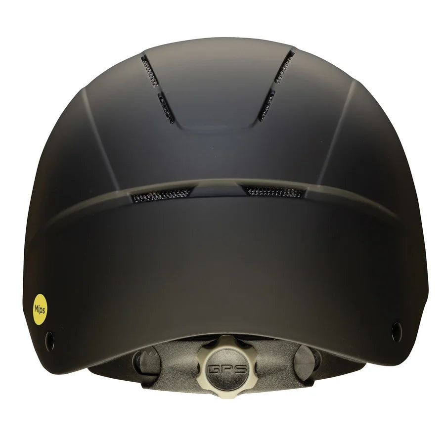 Casco de equitación Troxel Spirit MIPS negro, vista posterior con el dial de ajuste